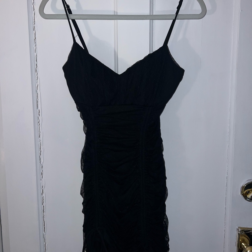 Windsor Black Ruched Mini Dress Sweetheart Neckline